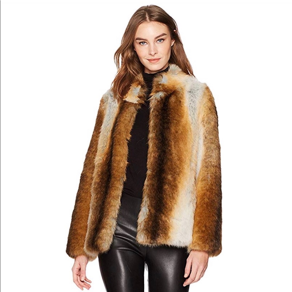 Baldwin faux fox fur coat